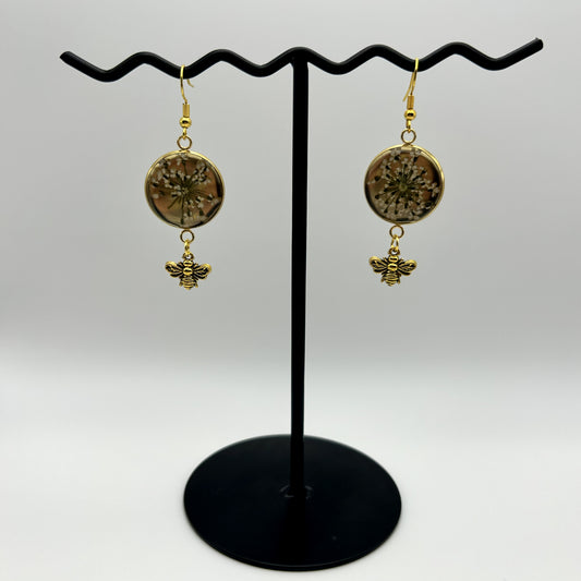 Queen Ann's Lace Bee Charm Earrings