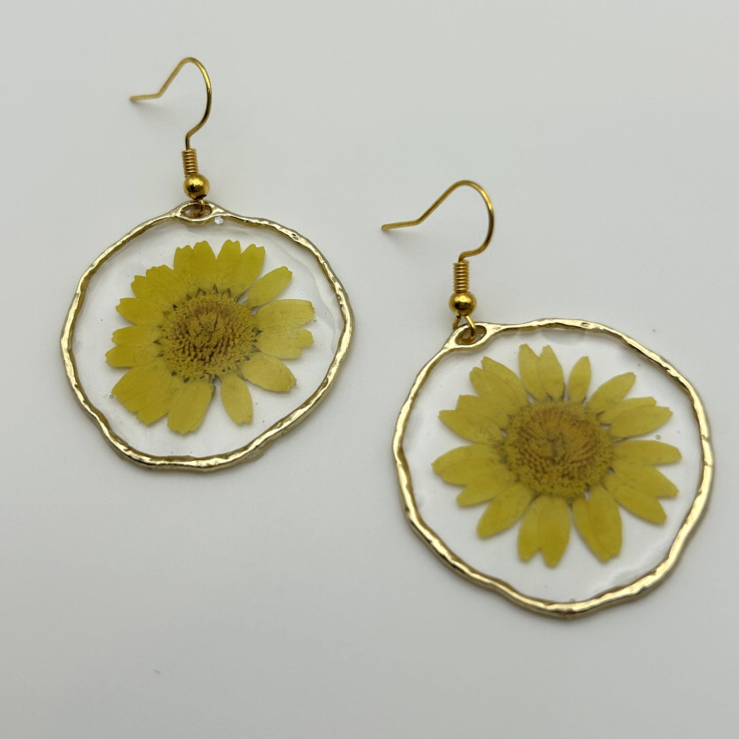 Abstract Hoop Earrings with Pressed Flowers