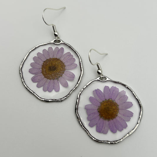 Silver Daisy Hoops