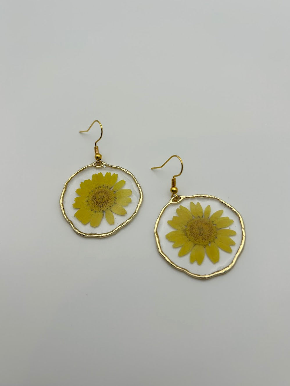 Abstract Hoop Earrings with Pressed Flowers