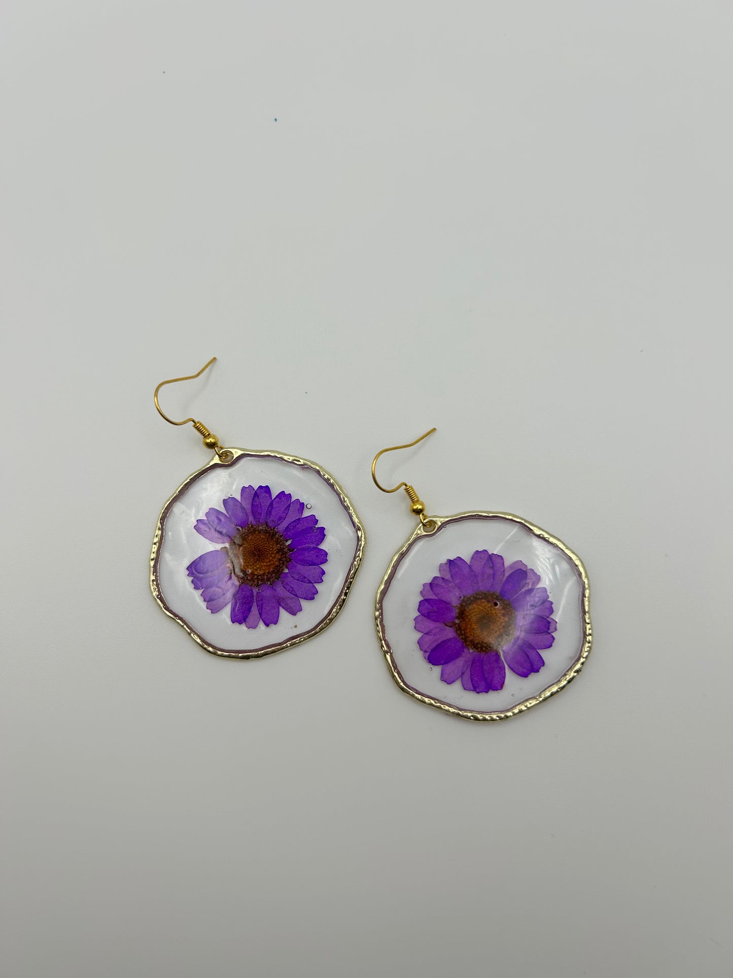 Abstract Hoop Earrings with Pressed Flowers