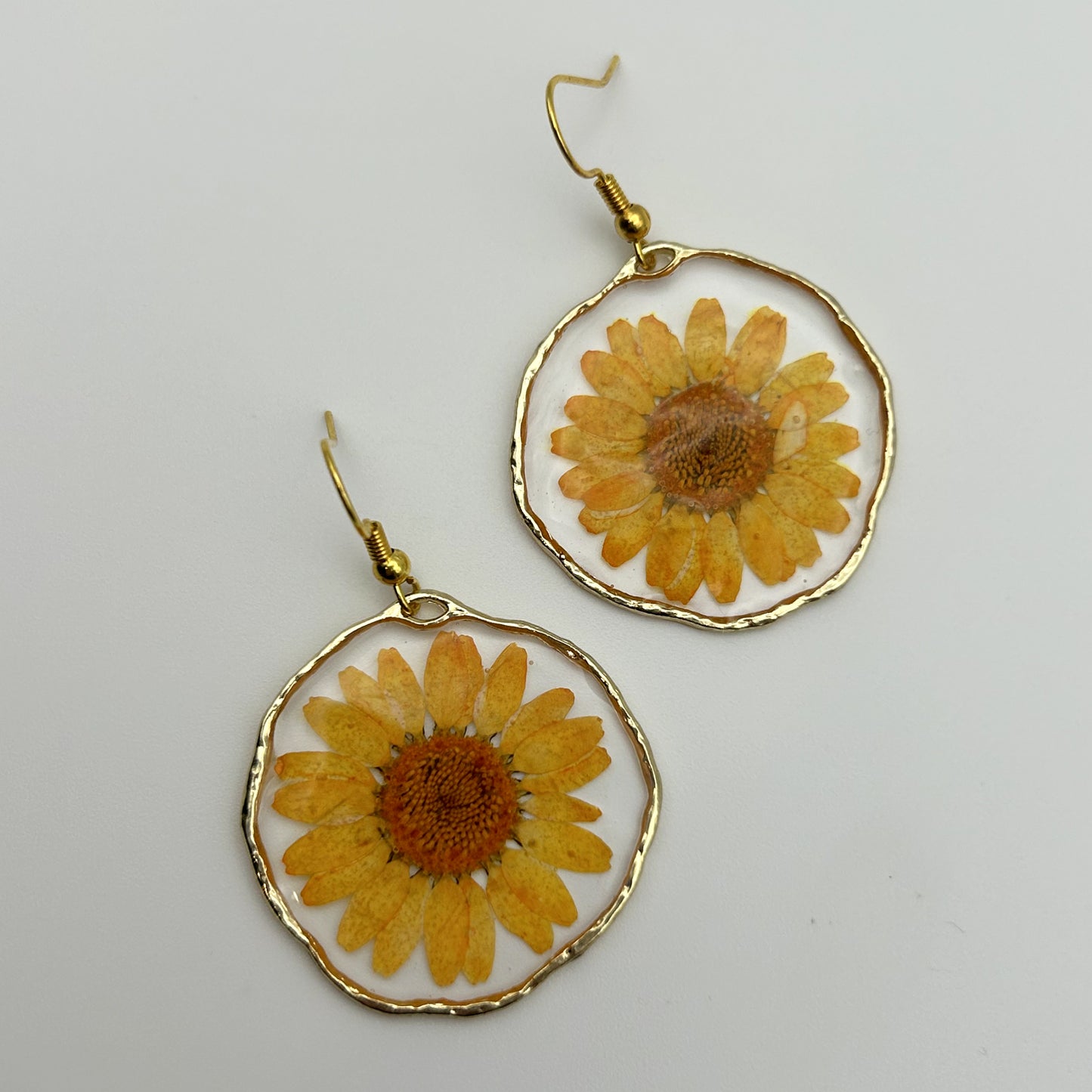 Abstract Hoop Earrings with Pressed Flowers
